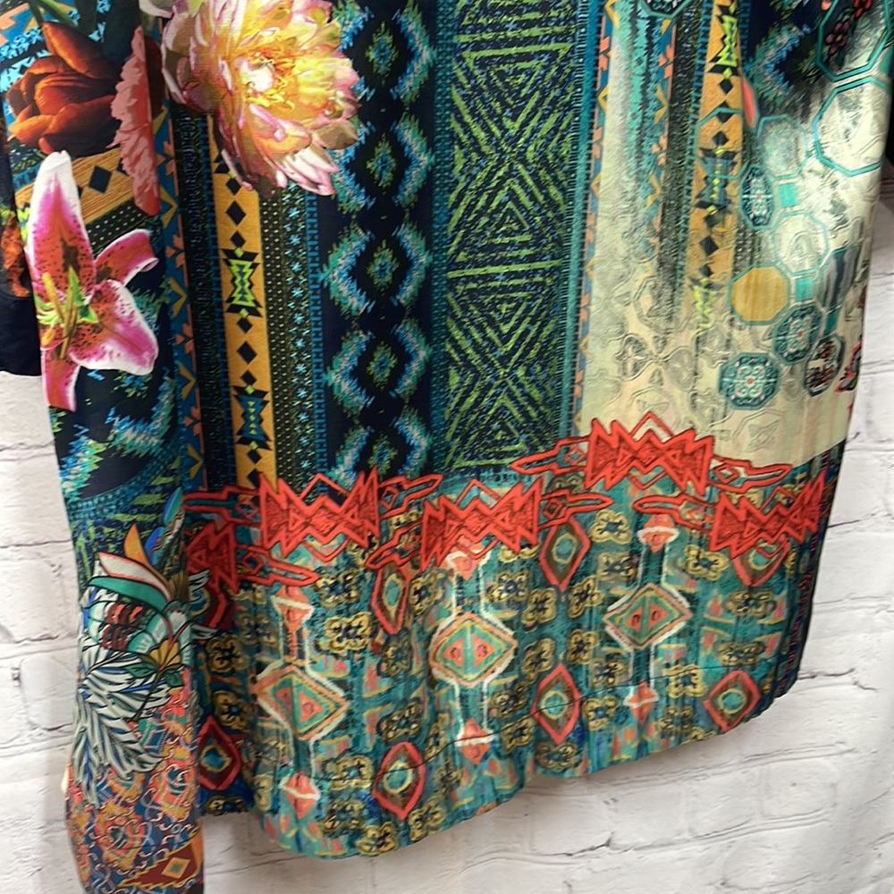 John•Mark block floral patterns embroidered front open medium cardigan - Picture 11 of 11